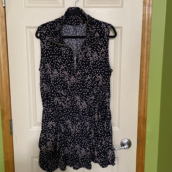 Sharon Max great tunic style blk and little pink dots ptp 21 length 34 Lrg - Picture 2 of 3